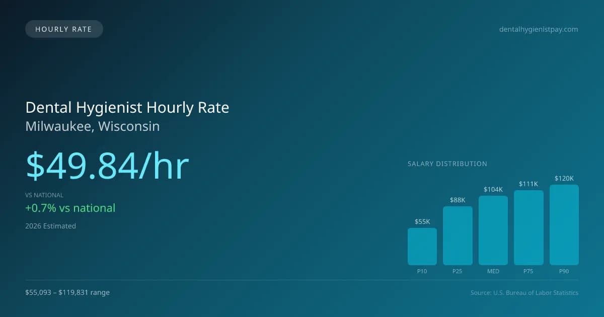 Dental Hygienist Hourly Rate in Milwaukee, WI — 2026 est., based on 2025 BLS