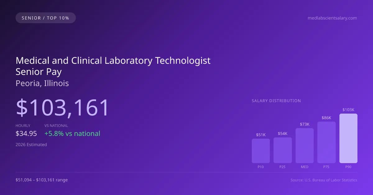 Medical and Clinical Laboratory Technologist Senior Salary in Peoria, IL — 2026 est., based on 2025 BLS