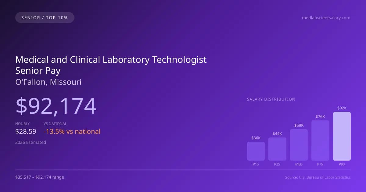 Medical and Clinical Laboratory Technologist Senior Salary in O'Fallon, MO — 2026 est., based on 2025 BLS