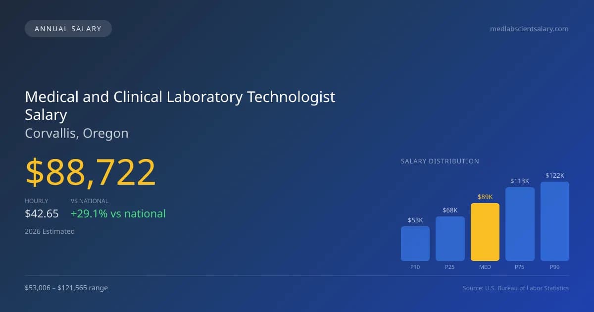 Medical and Clinical Laboratory Technologist Salary in Corvallis, OR — 2026 est., based on 2025 BLS