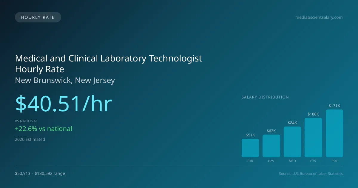 Medical and Clinical Laboratory Technologist Hourly Rate in New Brunswick, NJ — 2026 est., based on 2025 BLS