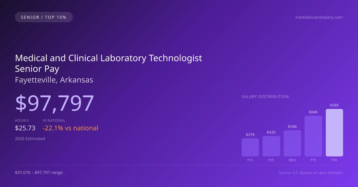 Medical and Clinical Laboratory Technologist Senior Salary in Fayetteville, AR — 2026 est., based on 2025 BLS