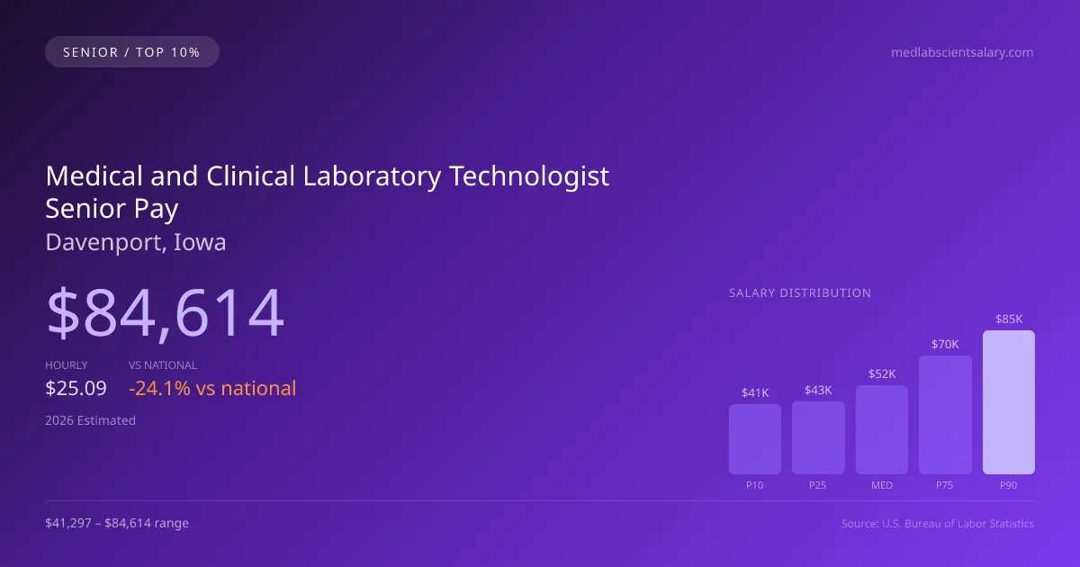 Medical and Clinical Laboratory Technologist Senior Salary in Davenport, IA — 2026 est., based on 2025 BLS