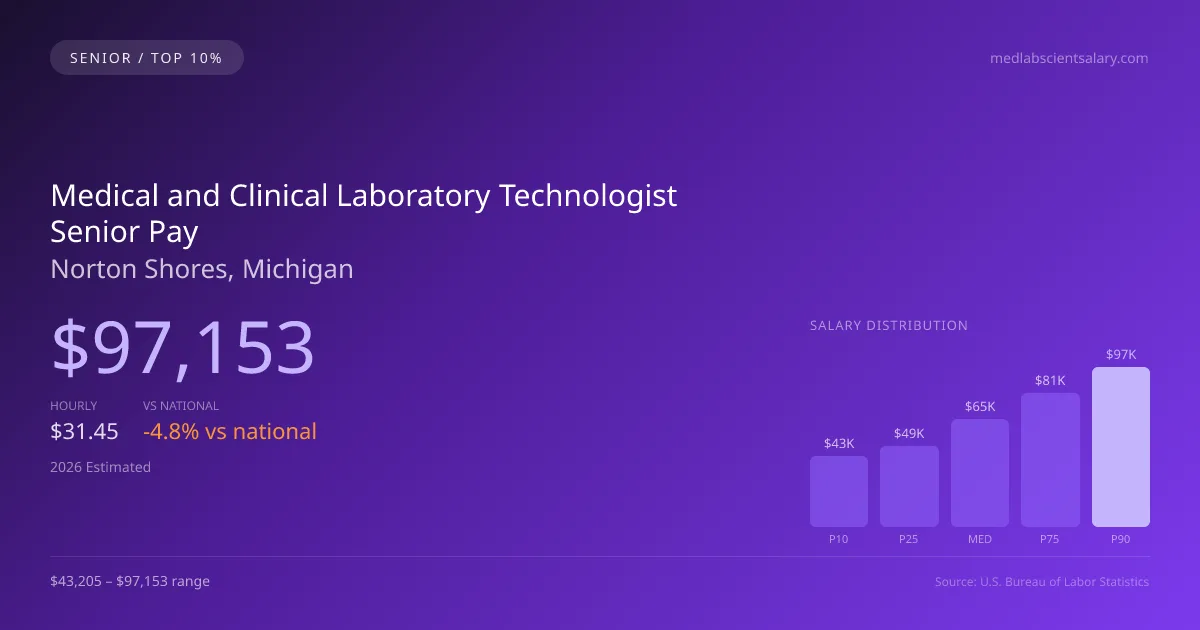 Medical and Clinical Laboratory Technologist Senior Salary in Norton Shores, MI — 2026 est., based on 2025 BLS
