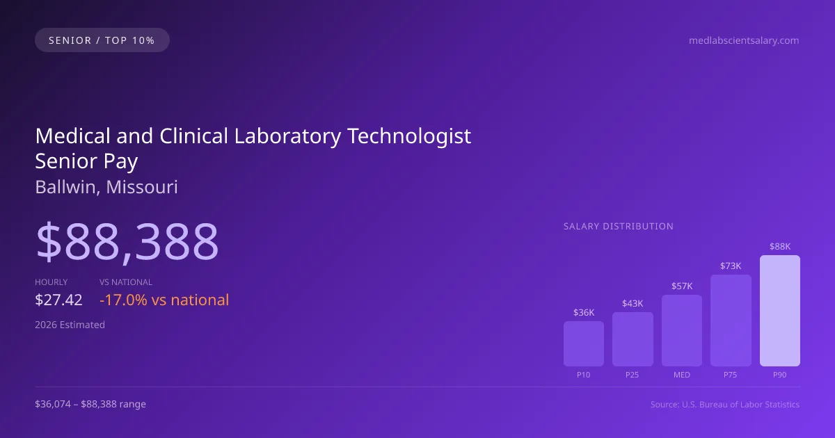 Medical and Clinical Laboratory Technologist Senior Salary in Ballwin, MO — 2026 est., based on 2025 BLS