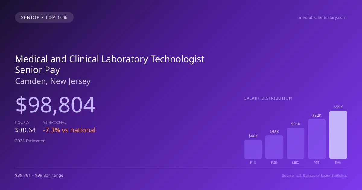 Medical and Clinical Laboratory Technologist Senior Salary in Camden, NJ — 2026 est., based on 2025 BLS