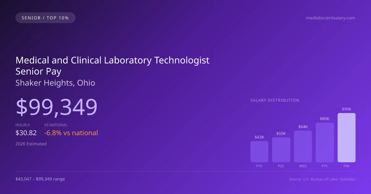 Medical and Clinical Laboratory Technologist Senior Salary in Shaker Heights, OH — 2026 est., based on 2025 BLS
