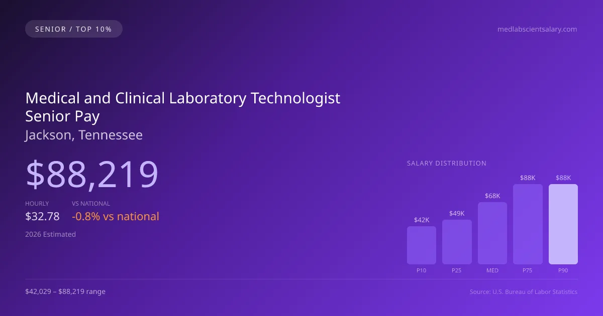 Medical and Clinical Laboratory Technologist Senior Salary in Jackson, TN — 2026 est., based on 2025 BLS